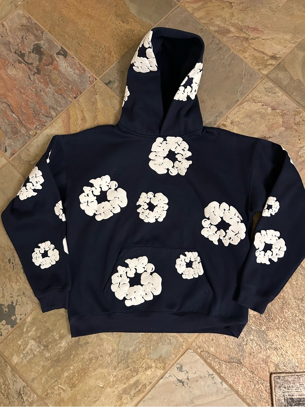 Denim Tears Cotton Wreath Hoodie Navy, Size M